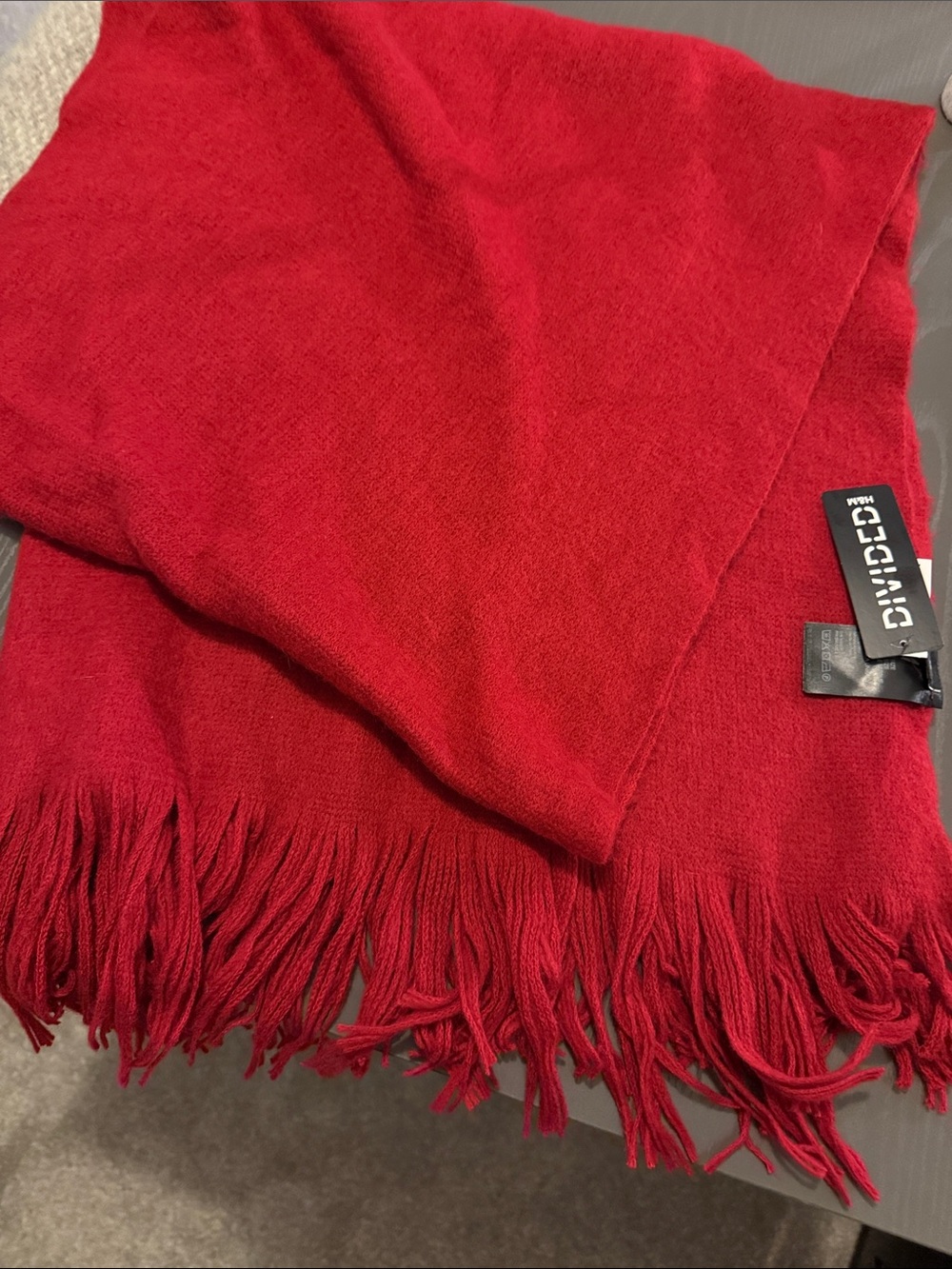 Red Fringe Blanket Scarf NwT H&M Scarf